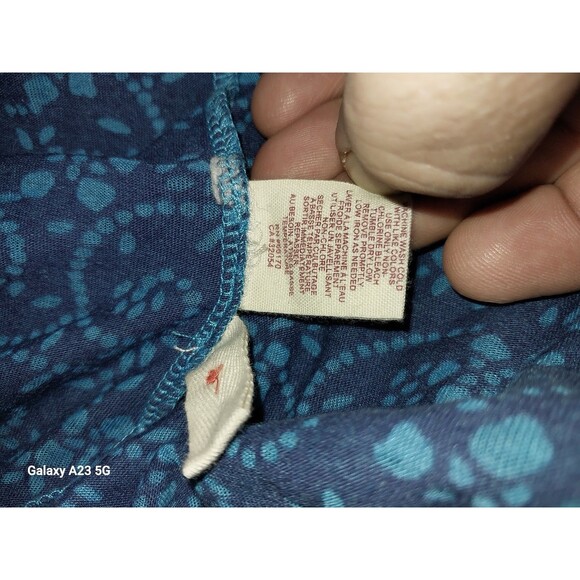 Free People Size Medium Blue Floral Long Sleeve Henley - Picture 7 of 7